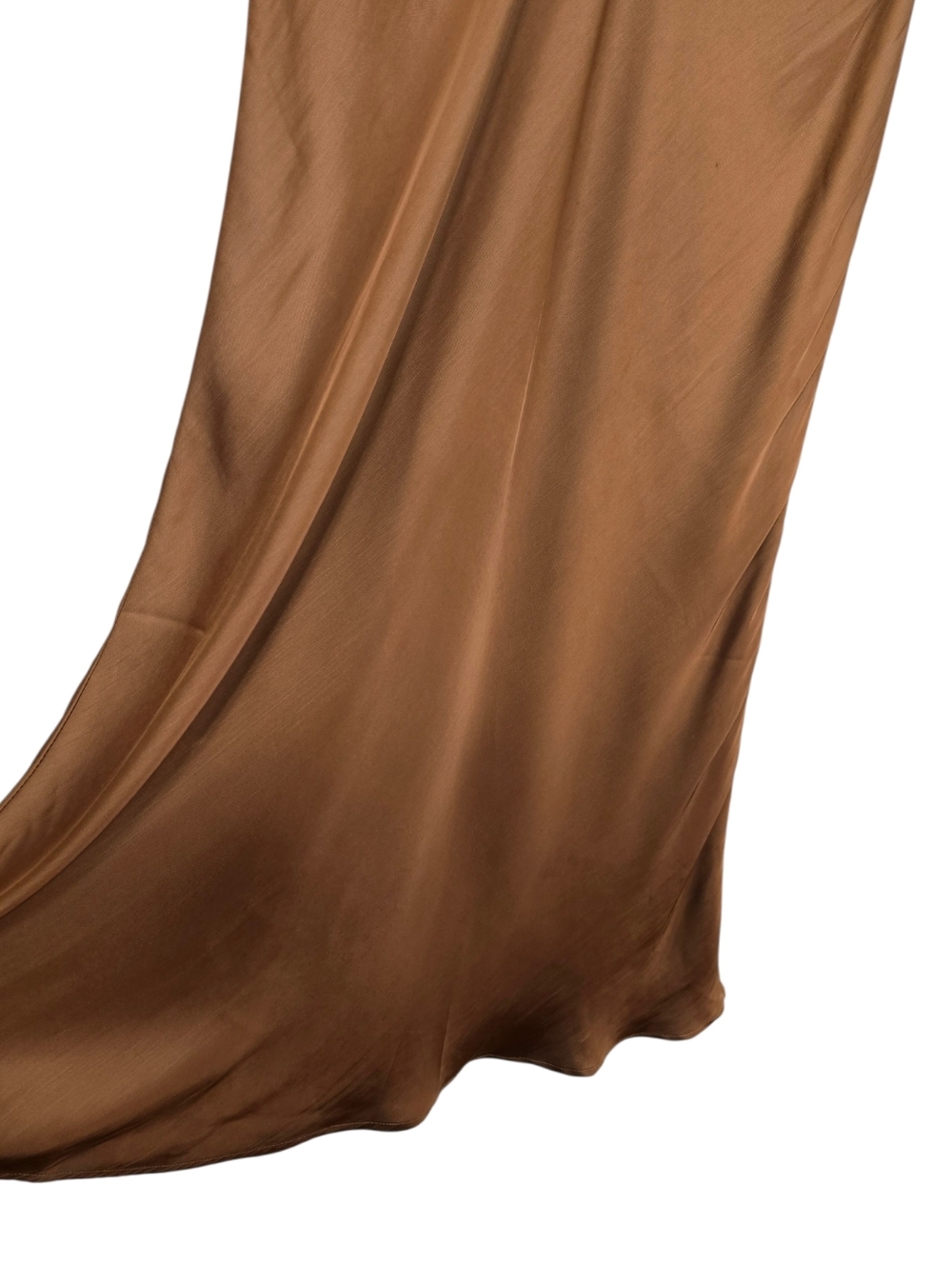 Crescent Gabrielle Crushed Satin Bias Cut Maxi Skirt Espresso Brown M - Picture 8 of 14